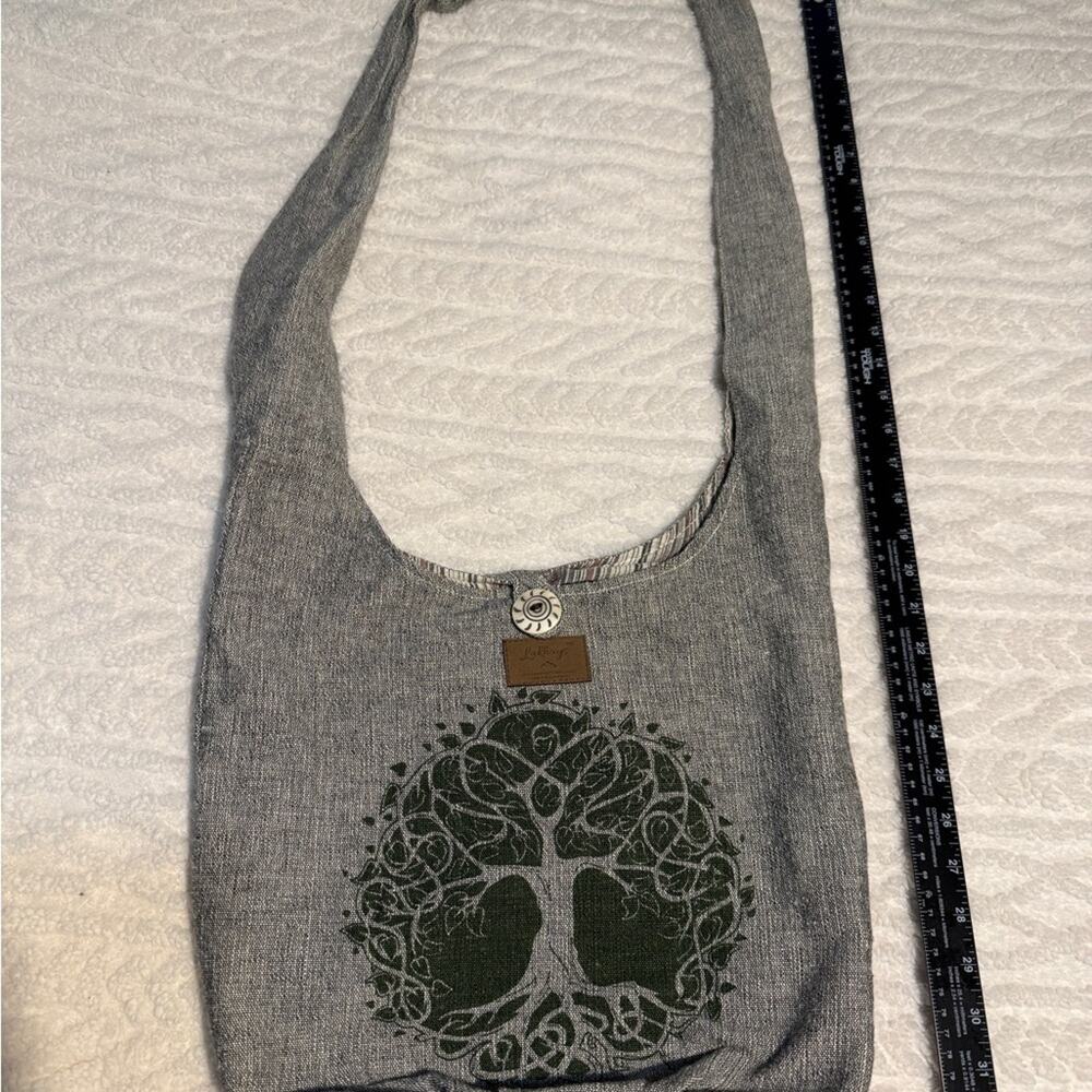 Lakhay Himalayan Tree of Life Made in Nepal Cotton Crossbody Bag Hippie Boho
